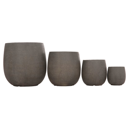 Garden Planters Round Set 4pcs Series Gardener Hm4726 Fiberclay Green Φ52x55hcm.