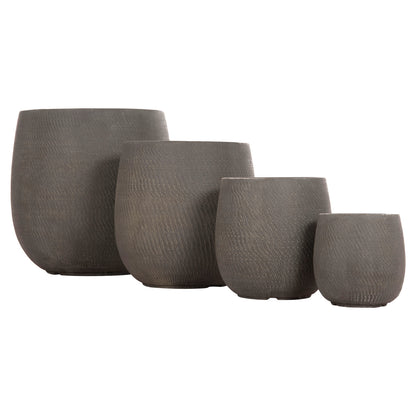 Garden Planters Round Set 4pcs Series Gardener Hm4726 Fiberclay Green Φ52x55hcm.