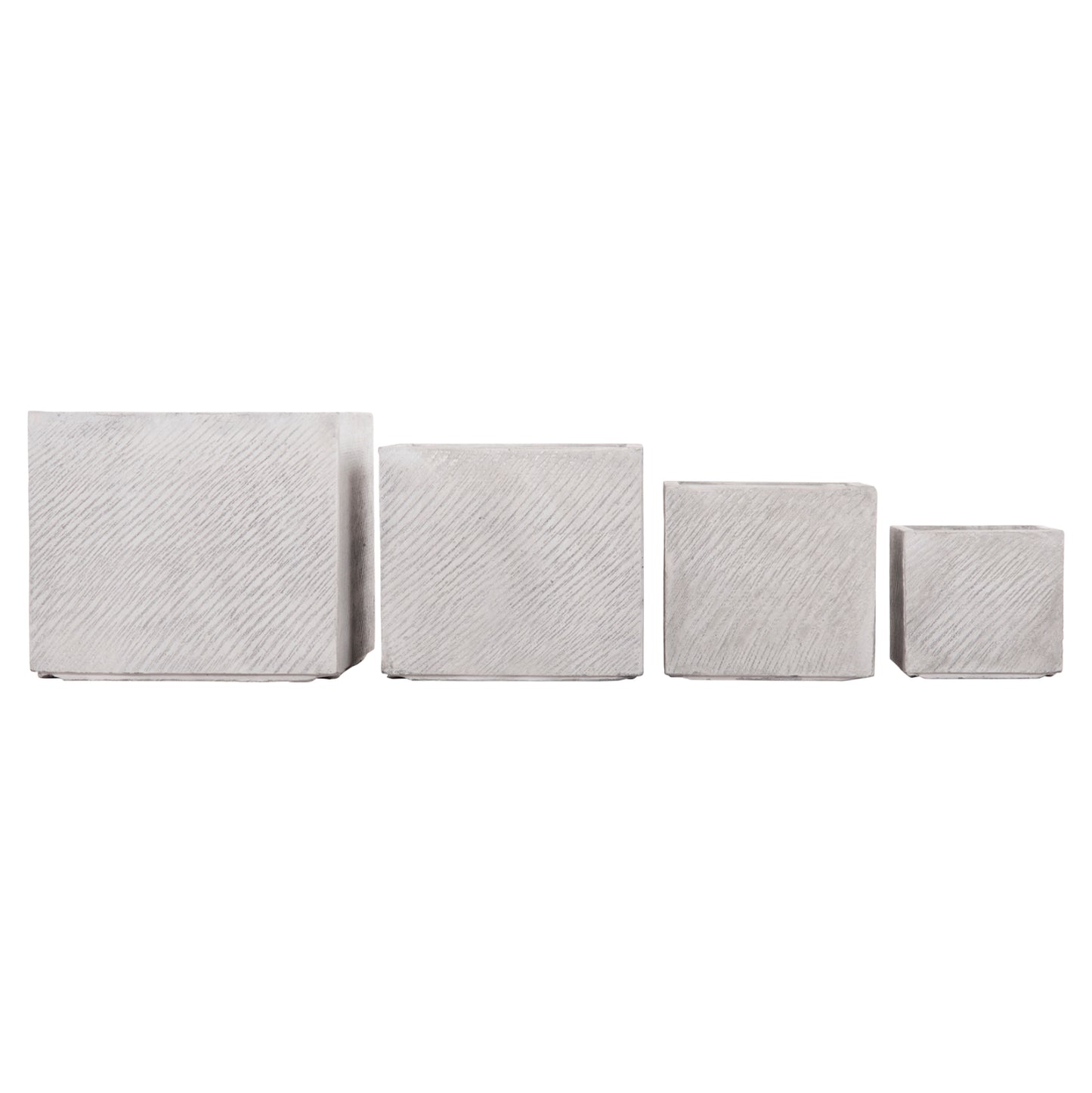 Garden Planters Square Set 4pcs Gardener Hm4730 Fiberclay In Grey Cement 37x37x32hcm.