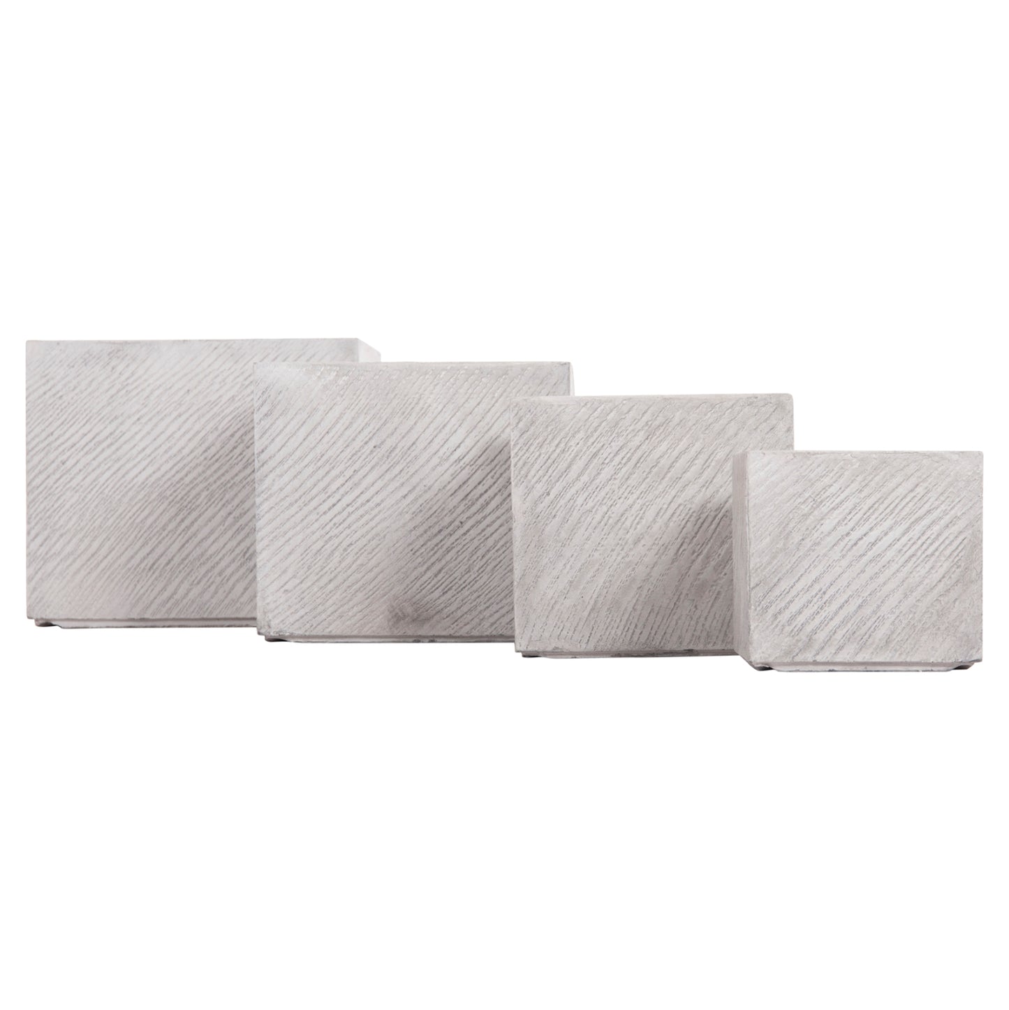 Garden Planters Square Set 4pcs Gardener Hm4730 Fiberclay In Grey Cement 37x37x32hcm.