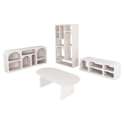 Living Room 4pcs Set Handyr Hm11947 Solid Mango Wood In White