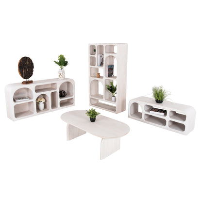 Living Room 4pcs Set Handyr Hm11947 Solid Mango Wood In White