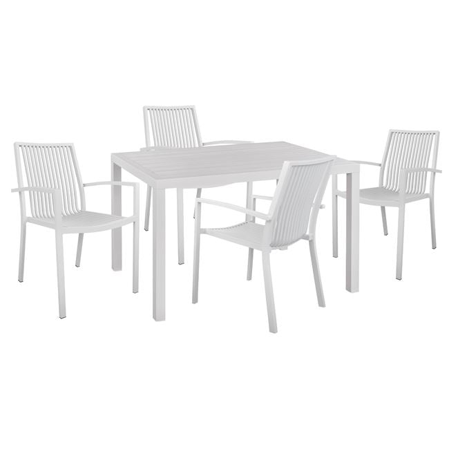 Set 5 Pieces With Table 120x80x75.5 White Hm10521