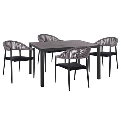 Set 5 Pieces Aluminum With Table 140x80x75.5 Grey Hm10519