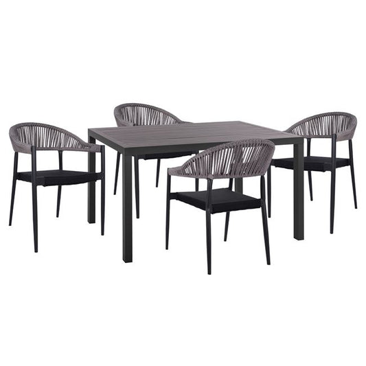 Set 5 Pieces Aluminum With Table 140x80x75.5 Grey Hm10519