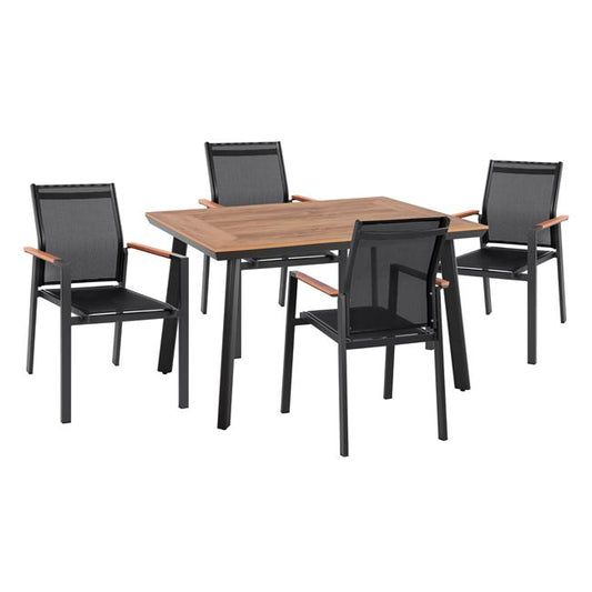 Set 5 Pieces Miller Aluminum & Polywood With Table 120x80x72.5 Grey Hm10503.10
