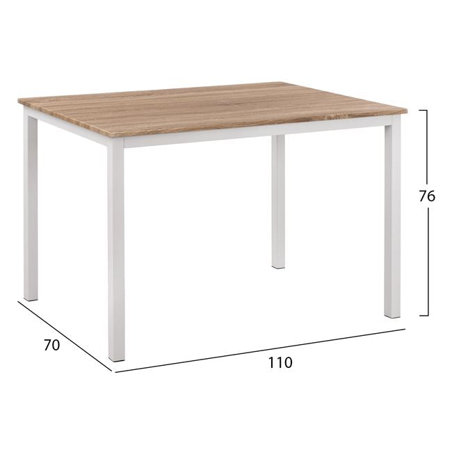 Set 5 Pieces Table Sonama With White Legs & Chairs Sonama With White Legs Hm11011 110x70x76 Cm