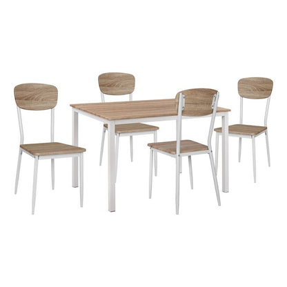 Set 5 Pieces Table Sonama With White Legs & Chairs Sonama With White Legs Hm11011 110x70x76 Cm