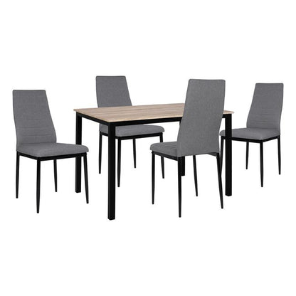 Set 5 Peices Table Sonama With Black Legs And & Metallic Chairs Lady Hm11009 110x70x76 Cm