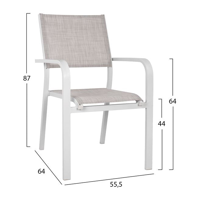 Set 5 Pieces Table 120x80x75.5 & Armchairs Aluminum In White Color Hm10523