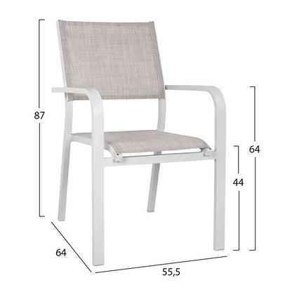 Set 5 Pieces Table 120x80x75.5 & Armchairs Aluminum In White Color Hm10523