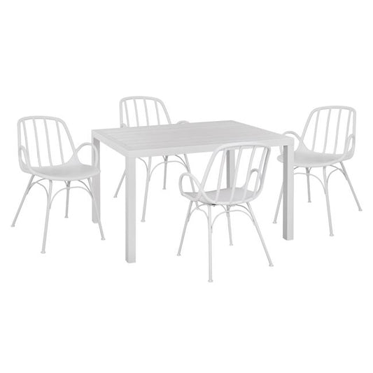 Set 5 Pieces With Table 120x80x75.50 & Armchairs Polypropylene In White Color Hm10524