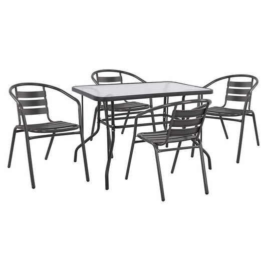 Set 5 Pieces With Table Adam 110x60x71cm & Armchairs Laura Gey Color Hm21220.01