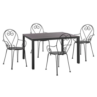 Set 5 Pieces With Table Aluminum 140x80x75.5 & Chairs Amore In Grey Color Hm10534