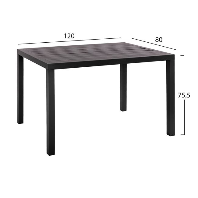 Dining Set 5pcs Hm10525-aluminum Table In Dark Grey 120Χ80Χ75.5h & 4 Chairs In Grey