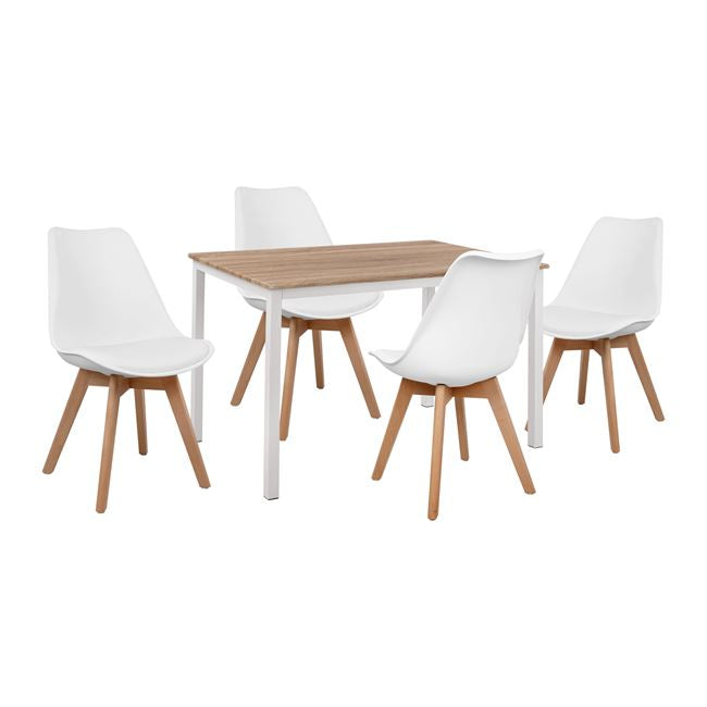 Set 5 Pieces Table 110x70x76 Sonama And Chairs Vegas White Seat Hm11015