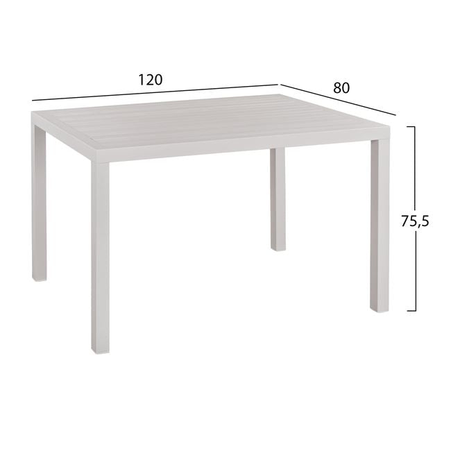 Set 5 Pieces Aluminum Table & Aluminum Armchairs White Hm10595.01