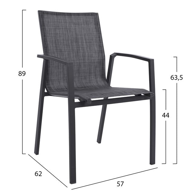 Set 5 Pieces Aluminum Table & Aluminum Armchairs Grey Hm10596.02