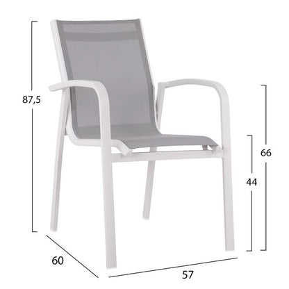Set 5 Pieces Table Aluminum & Aluminum Armchairs White Hm10592.01