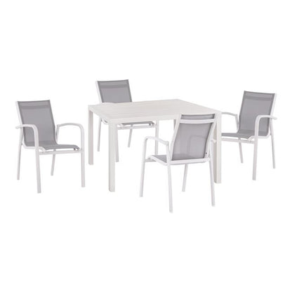 Set 5 Pieces Table Aluminum & Aluminum Armchairs White Hm10592.01