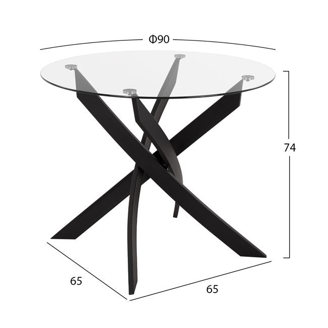 Set 5 Pieces Table Black & Chairs Lady Grey Metallic Legs Hm11071 42,5x53x95 Cm
