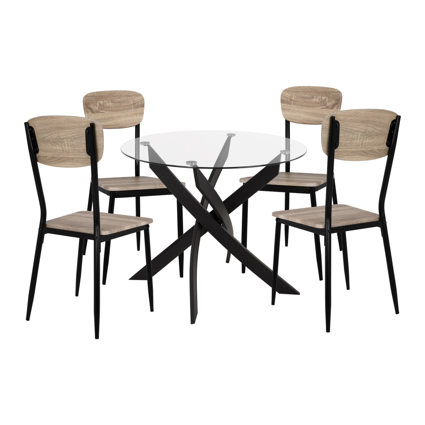 Set 5 Pieces Table Black & Chairs Sonama With Black Chairs Hm11072