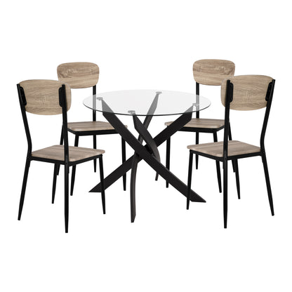 Set 5 Pieces Table Black & Chairs Sonama With Black Chairs Hm11072