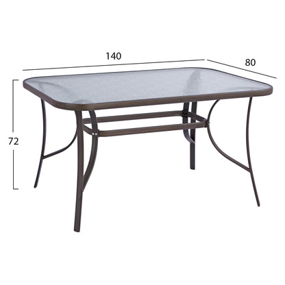 Set 5 Pieces Metallic Table & Folding Chairs Brown Hm10558.02