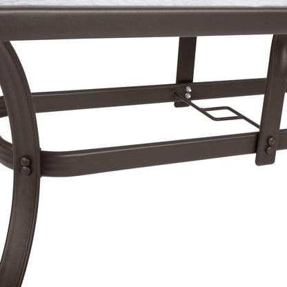 Set 5 Pieces Metallic Table & Folding Chairs Brown Hm10558.02