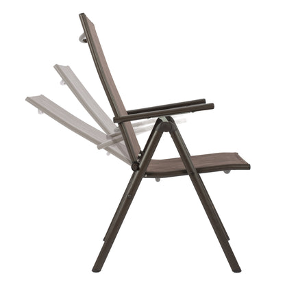 Set 5 Pieces Metallic Table & Folding Chairs Brown Hm10558.02