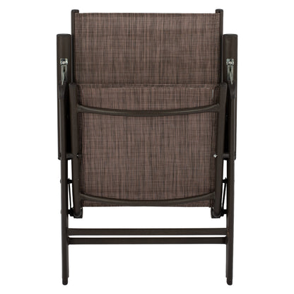 Set 5 Pieces Metallic Table & Folding Chairs Brown Hm10558.02