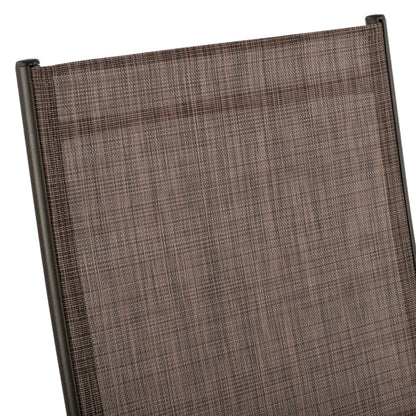 Set 5 Pieces Metallic Table & Folding Chairs Brown Hm10558.02