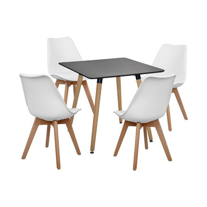 Set 5 Pieces Table Minimal Black & Vegas White Hm10601 80x80x74 Cm.