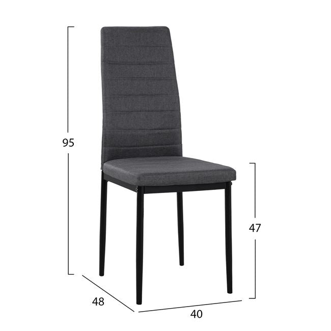 Set 5 Pieces Table Sonama & Metallic Chairs Lady Grey Fabric Black Hm11027.10 120x70x76.5 Cm