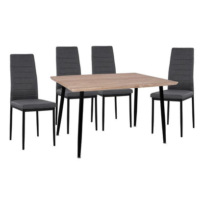 Set 5 Pieces Table Sonama & Metallic Chairs Lady Grey Fabric Black Hm11027.10 120x70x76.5 Cm