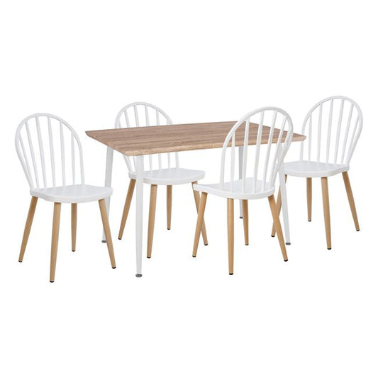 Set 5 Pieces Table Sonama & Polypropylene Chairs White With Metallic Legs Hm11025.01
