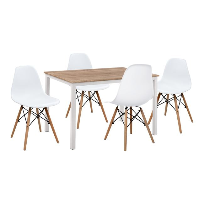 Set 5 Pieces Table Sonama & Chairs Ppn Twist White Seat Hm11014 110x70x76 Cm