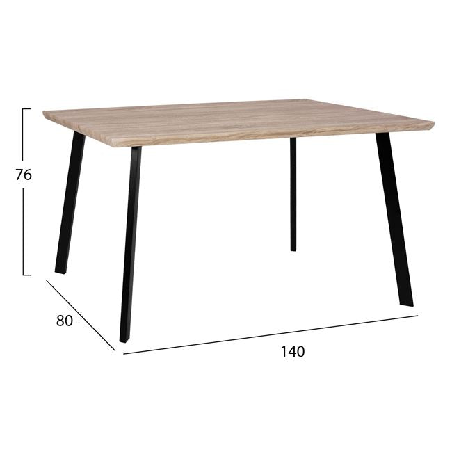 Set 5 Pieces Table 140x80x76 Cm Sonama & Chairs Vanessa Black With Metallic Legs Hm11037