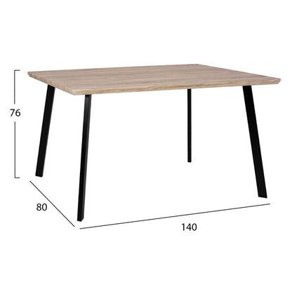 Set 5 Pieces Table 140x80x76 Cm Sonama & Chairs Vanessa Black With Metallic Legs Hm11037