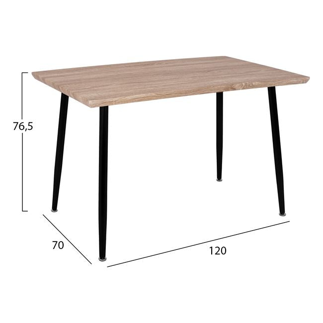 Set 5 Pieces Table Sonama & Chairs Vanessa Black Color Hm11024.02 120x70x76.5 Cm