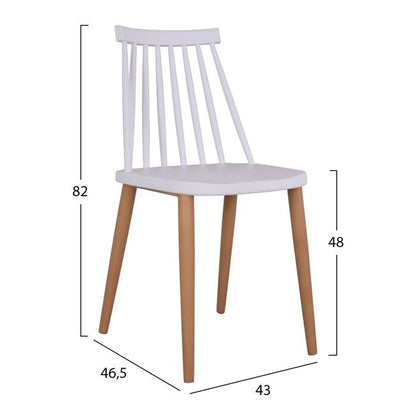 Set 5 Pieces Table Sonama & Chairs Vanessa White Color With Metallic Legs Hm11024.01 120x70x76.5 Cm