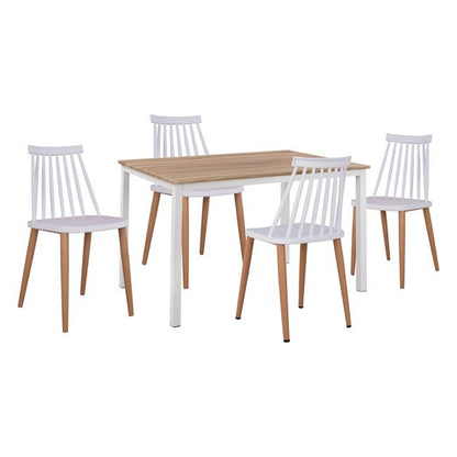 Set 5 Pieces Table Sonama & Chairs Vansess White Color Metallic Chair Hm11002.01 110x70x76 Cm