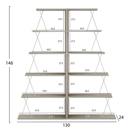 Bookcases 2pcs Set Hm11772.11 Melamine In Sonama Color-white Metal Rods 65x24x146Υεκ.(x2)