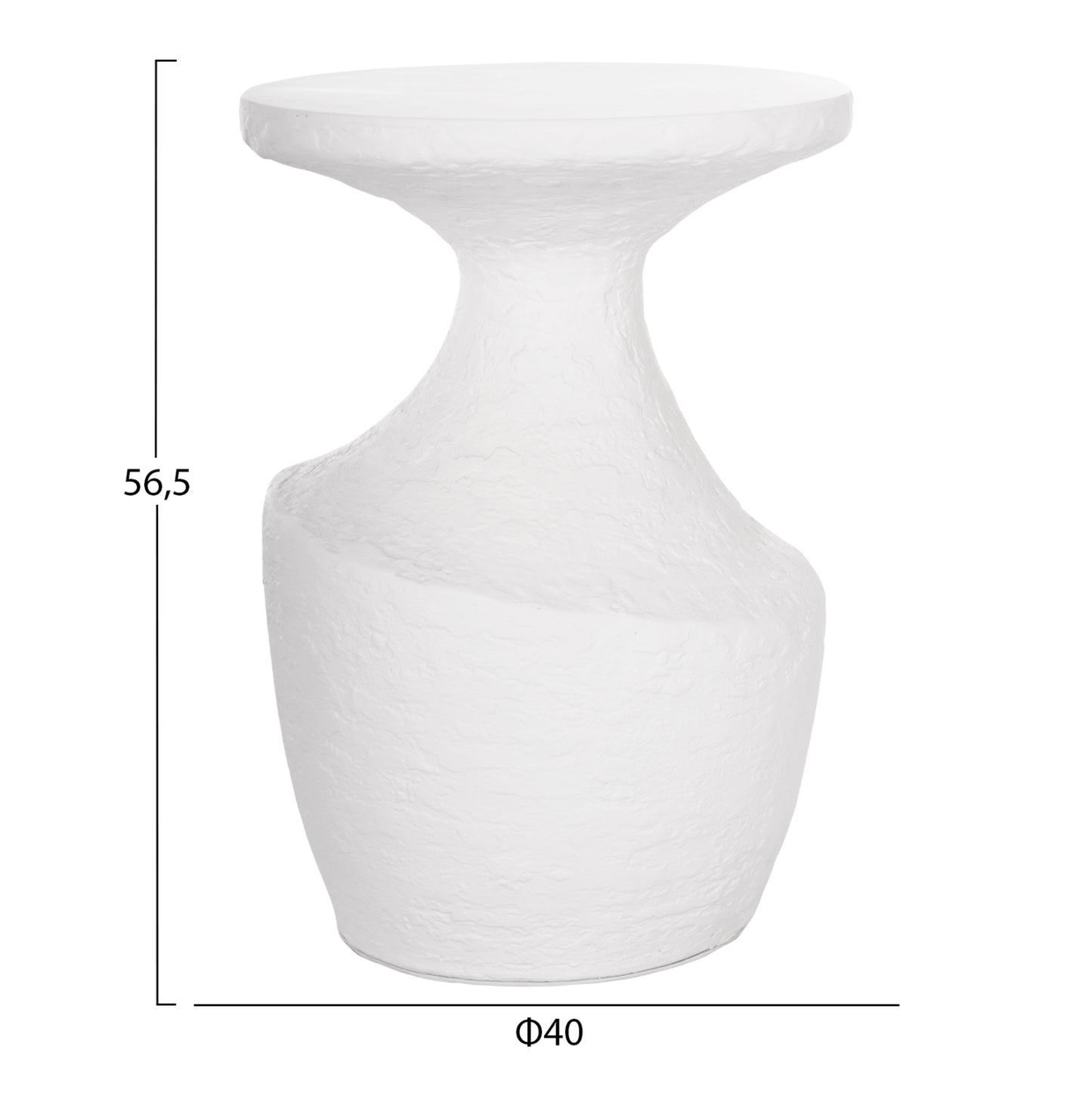 Side Tables 2pcs Set Rebon Hm21137.02 Fiber Cement In White--Φ40cm & Φ27.5cm