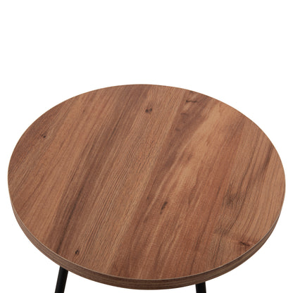 Set Of 3 Round Side Tables Kissa Hm18174.04 Melamine In Natural Wood Color-black Metal Legs