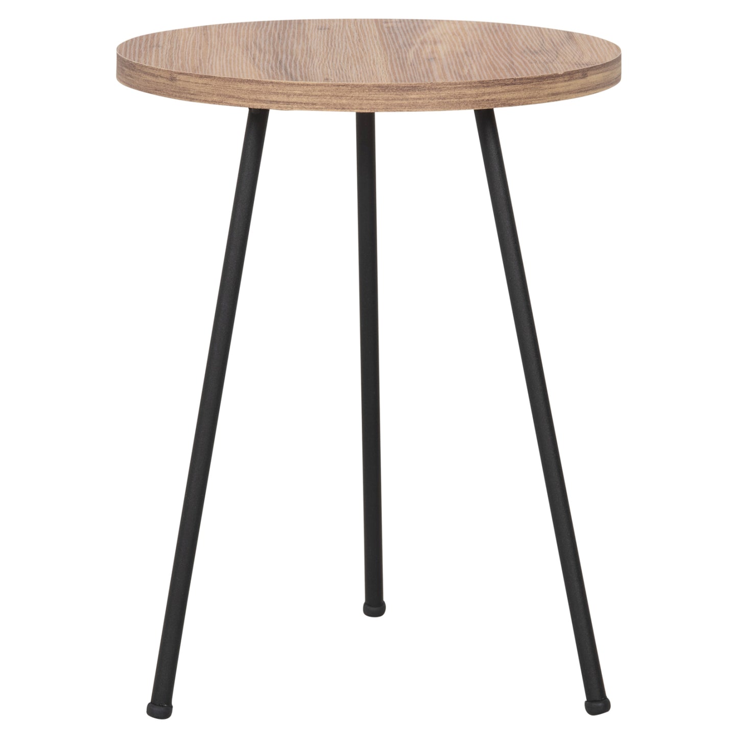 Set Of 3 Round Side Tables Kissa Hm18174.04 Melamine In Natural Wood Color-black Metal Legs