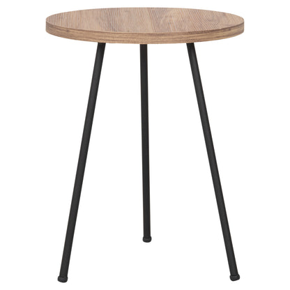 Set Of 3 Round Side Tables Kissa Hm18174.04 Melamine In Natural Wood Color-black Metal Legs