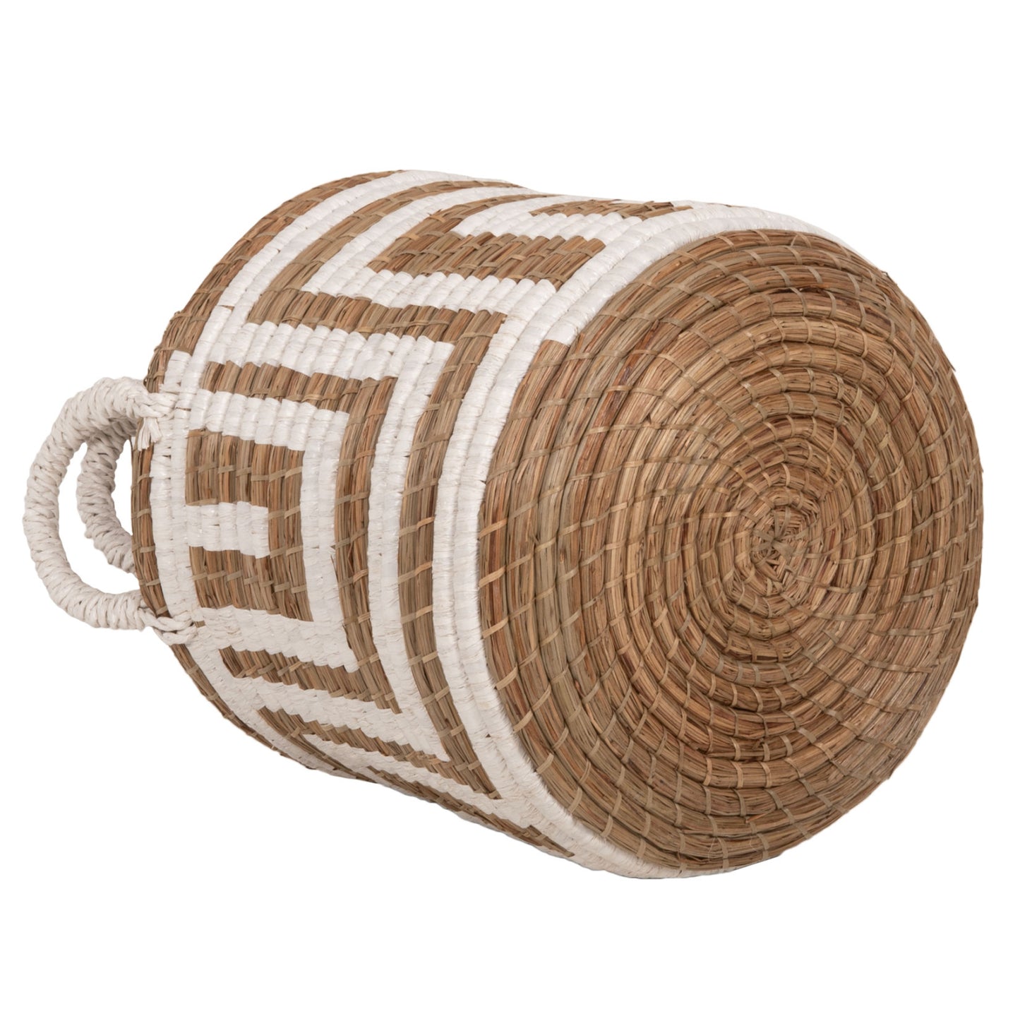 2-piece Set Of Decorative Baskets Hm7846.01 Mendong Grass In Natural-white Color Φ36x32-40hcm.