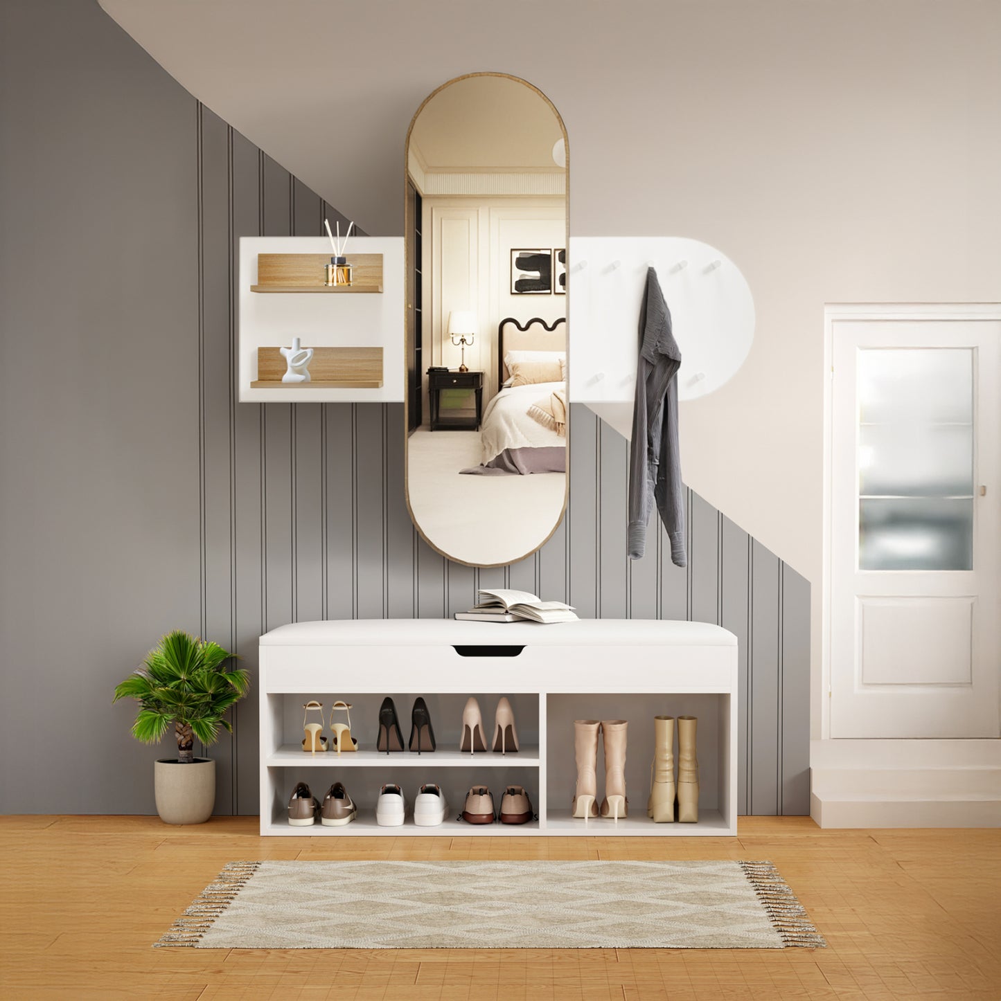 Entrance Set 2pcs Cheryl Hm21276.02 Melamine In White--sonama