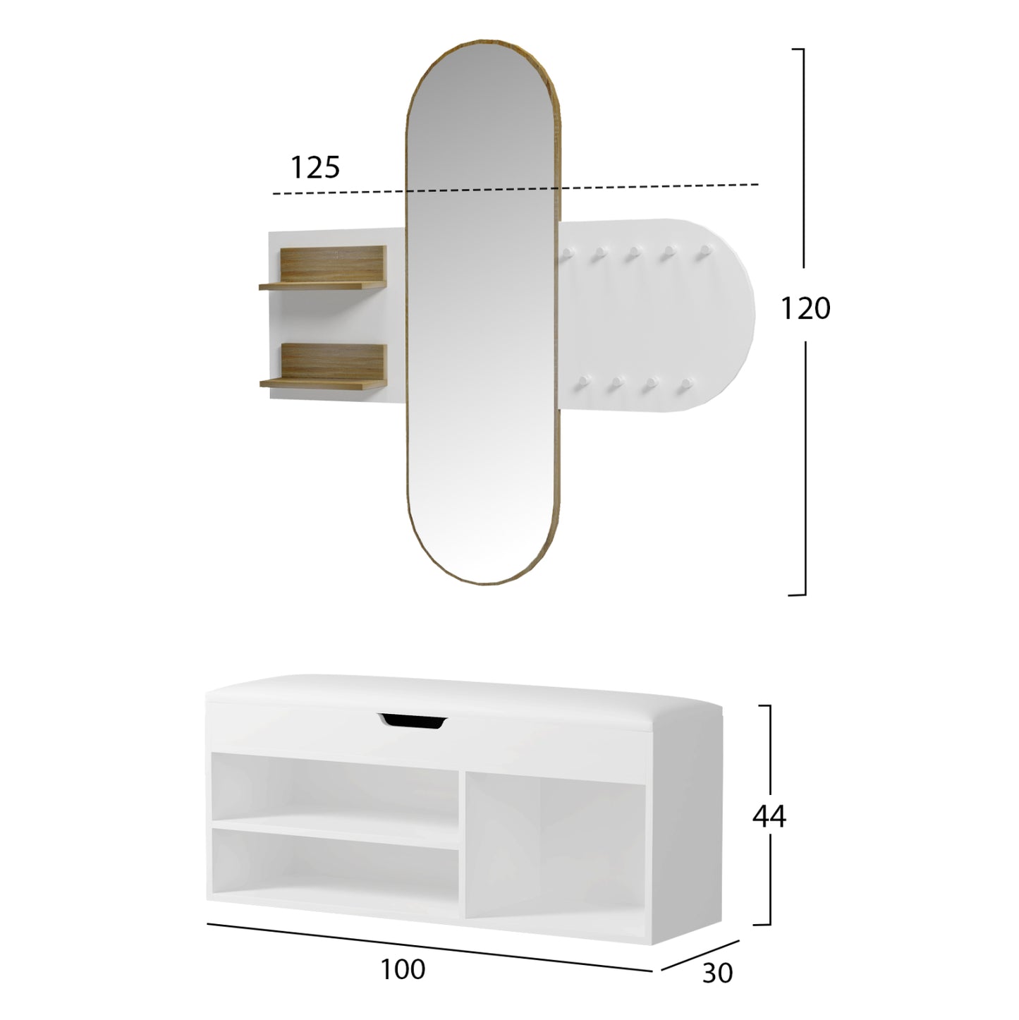 Entrance Set 2pcs Cheryl Hm21276.02 Melamine In White--sonama